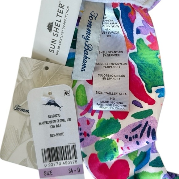Tommy Bahama Watercolor Floral Underwire Cup Bra, 34D or 36C - Picture 11 of 12